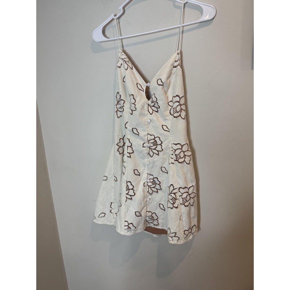 For Love & Lemons Dress Womens Small Ivory Floral Embroidered Slip Mini CD2642 - Picture 2 of 12